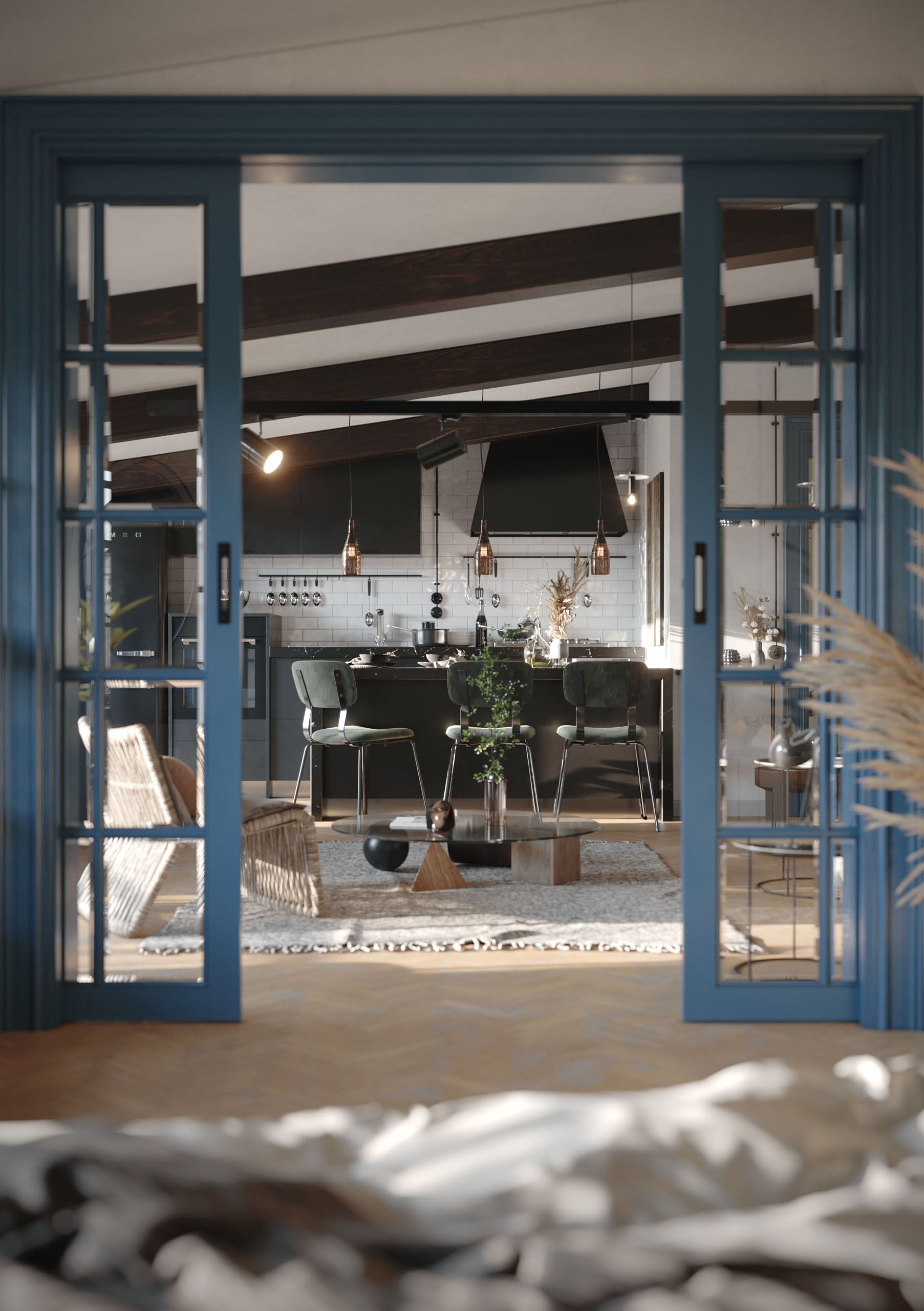 Villa 3D model viewport wireframe