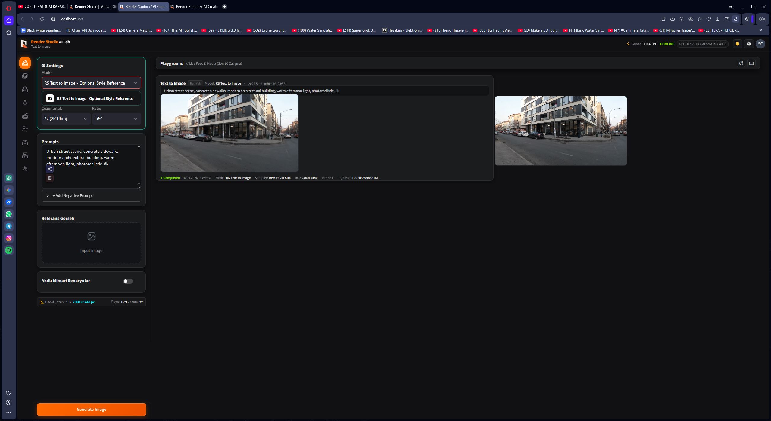 Render Studio AI Lab program arayüzü